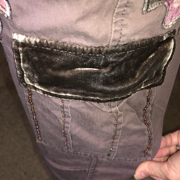 SOLD 🛍Smokey Purple Velvet Patch Pants - Picture 6 of 8